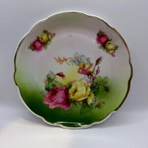 Porcelain Prince Regent Bavaria Hand Painted Red and Yellow Roses Plate